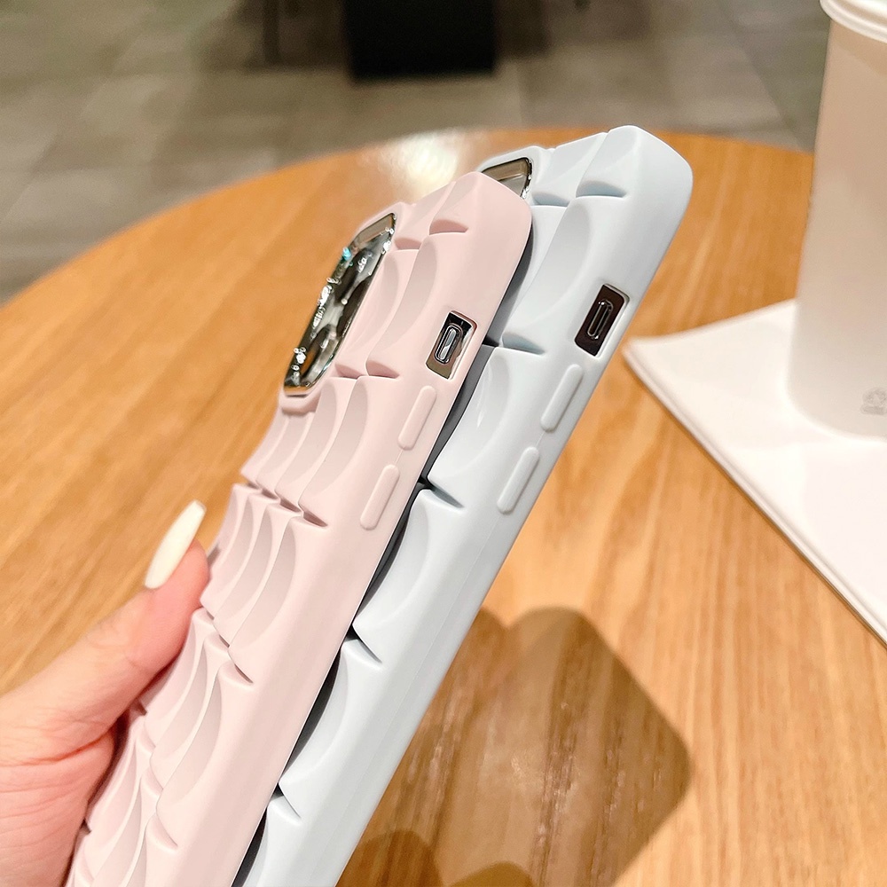 Ốp Điện Thoại TPU Dẻo Họa Tiết Kẻ Sọc 3D Màu Trơn Sang Trọng Chống Sốc Cho IPhone 11 12 13 14 Pro Max