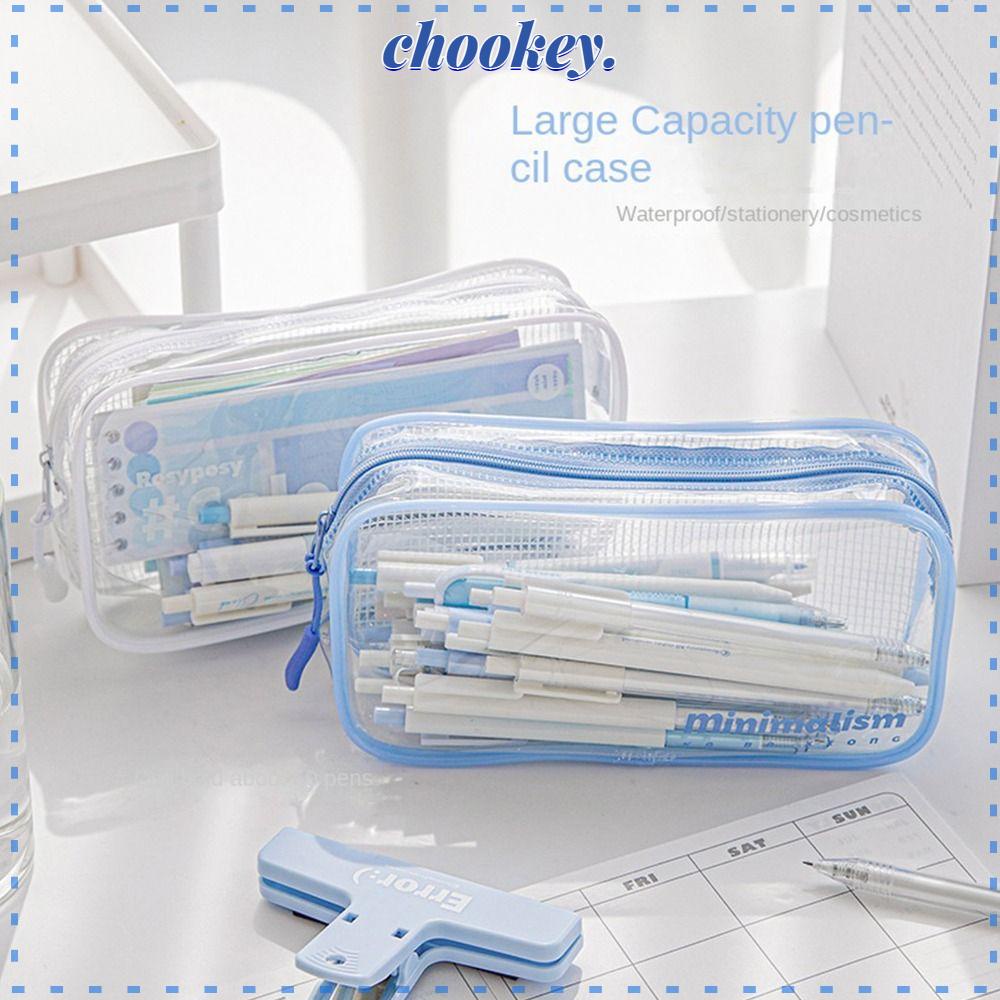 CHOOKEY Túi Đựng Bút Trong Suốt Chống Thấm Nước Cỡ Lớn Tiện Dụng