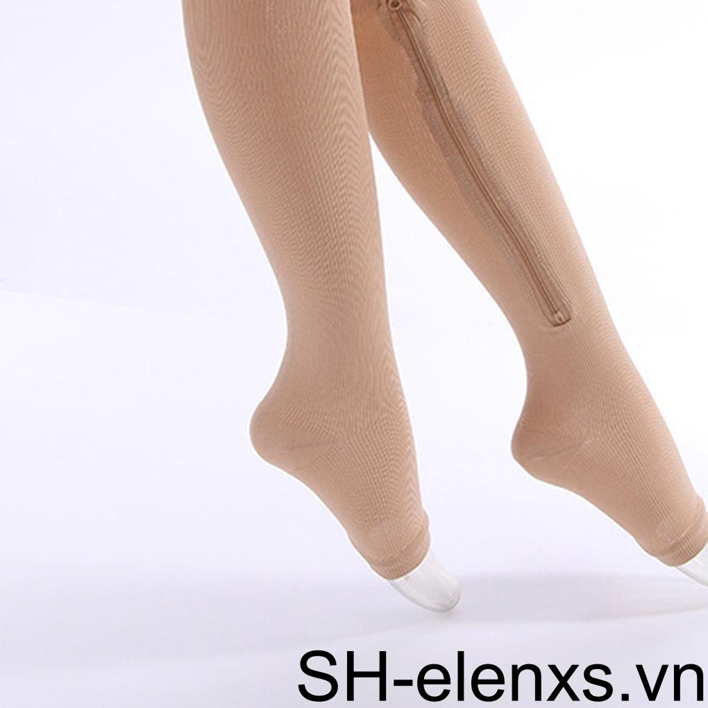 Tất Nén Hở Ngón Unisex Có Khóa Kéo Hỗ Trợ Bắp Chân
