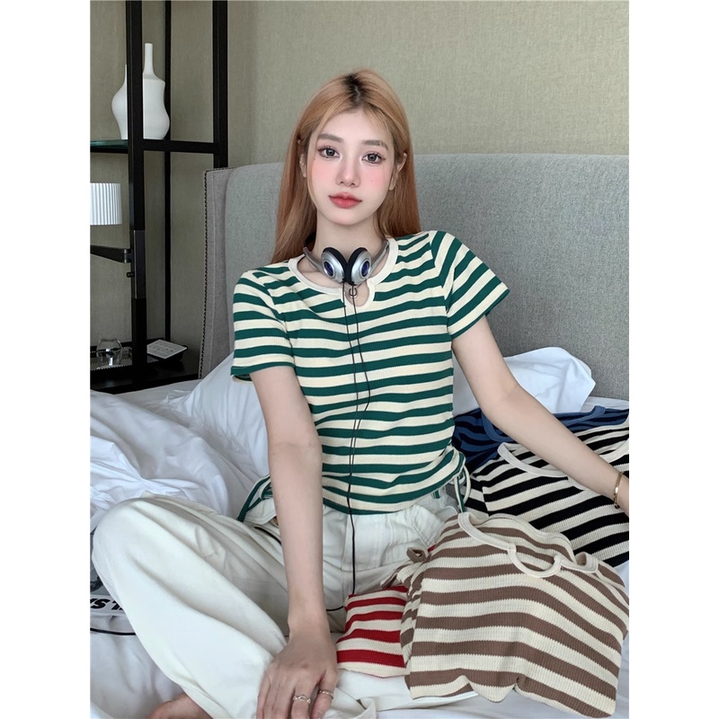 Áo Thun 100% Cotton Tay Ngắn Phong Cách Hàn Quốc Cho Nữ