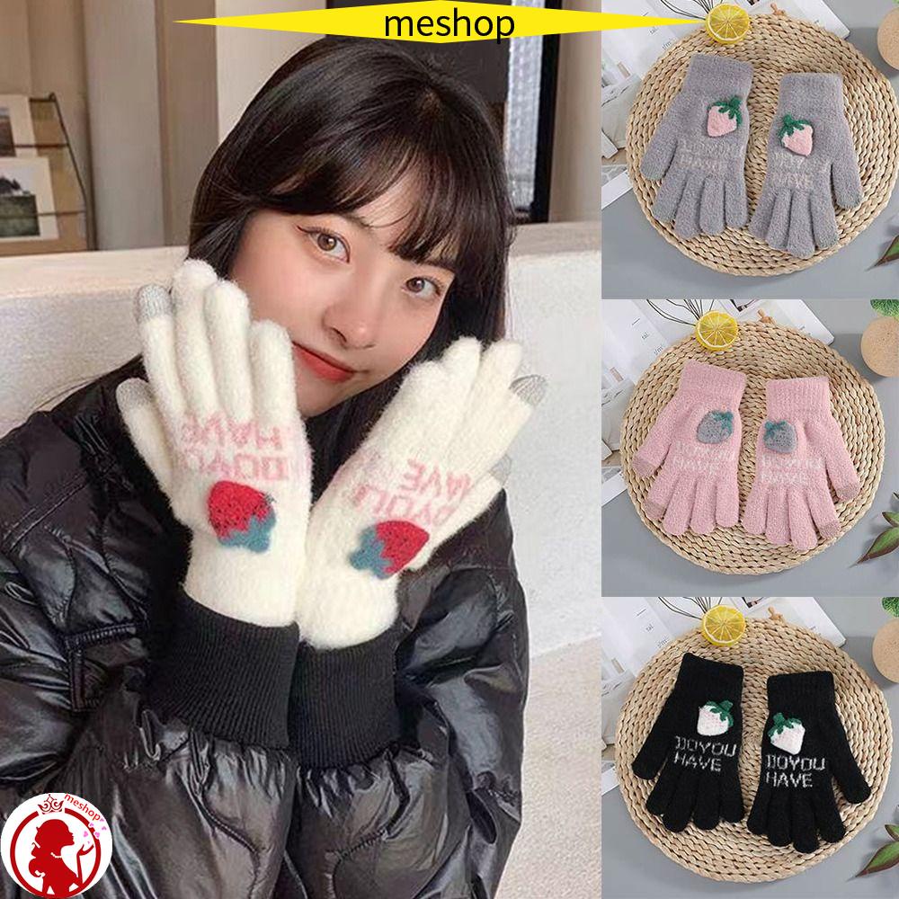 ME Găng Tay Len Thể Thao Họa Tiết Dâu Tây Xinh Xắn Dành Cho Bé