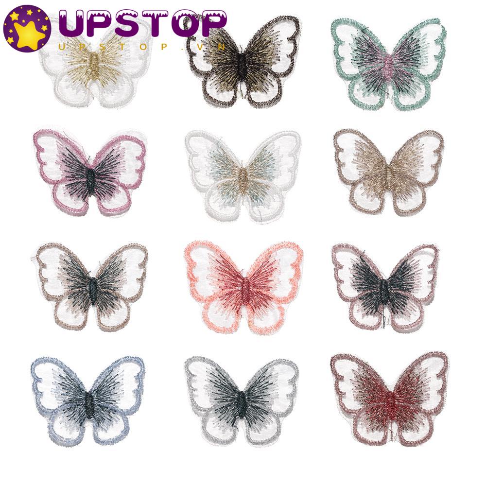 UPSTOPVN Set 10 Tấm Vải Ren Thêu Hình Bươm Bướm