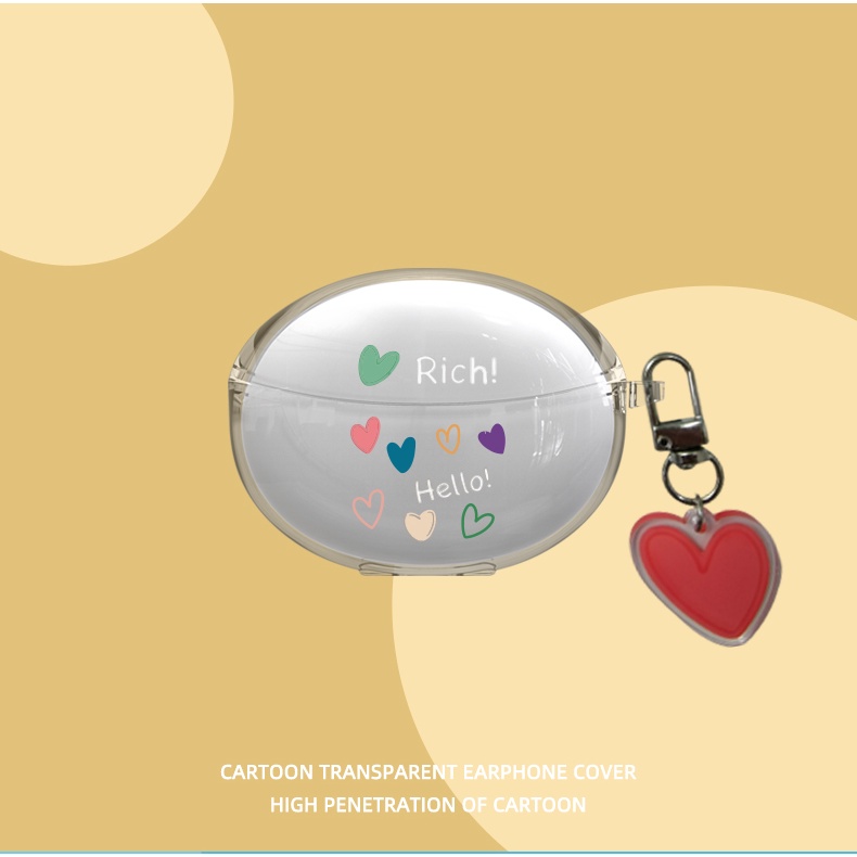 Vỏ Bảo Vệ Hộp Sạc Tai Nghe Bluetooth Không Dây OPPO Enco Free3 Bằng TPU Mềm Trong Suốt Kèm Móc Khóa Hoạt Hình