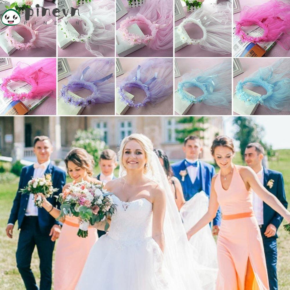 PINEVN Băng Đô Vải Tuyn Hai Lớp Họa Tiết Hoa Lá Thời Trang Cho Nữ