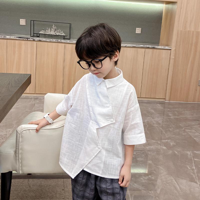 Áo Sơ Mi Tay Ngắn Dáng Rộng Thời Trang Mùa Hè Cho Bé Trai