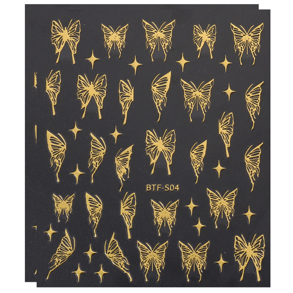 Set 2 Tấm Hình Dán Móng Tay Siêu Mỏng Hiệu Ứng Bướm Lấp Lánh