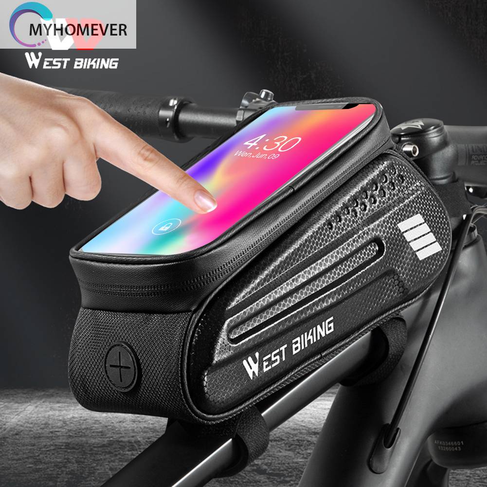 Túi Đựng Đồ Gắn Khung Xe Đạp Chống Nước Có Lỗ Tai Nghe 1.5L