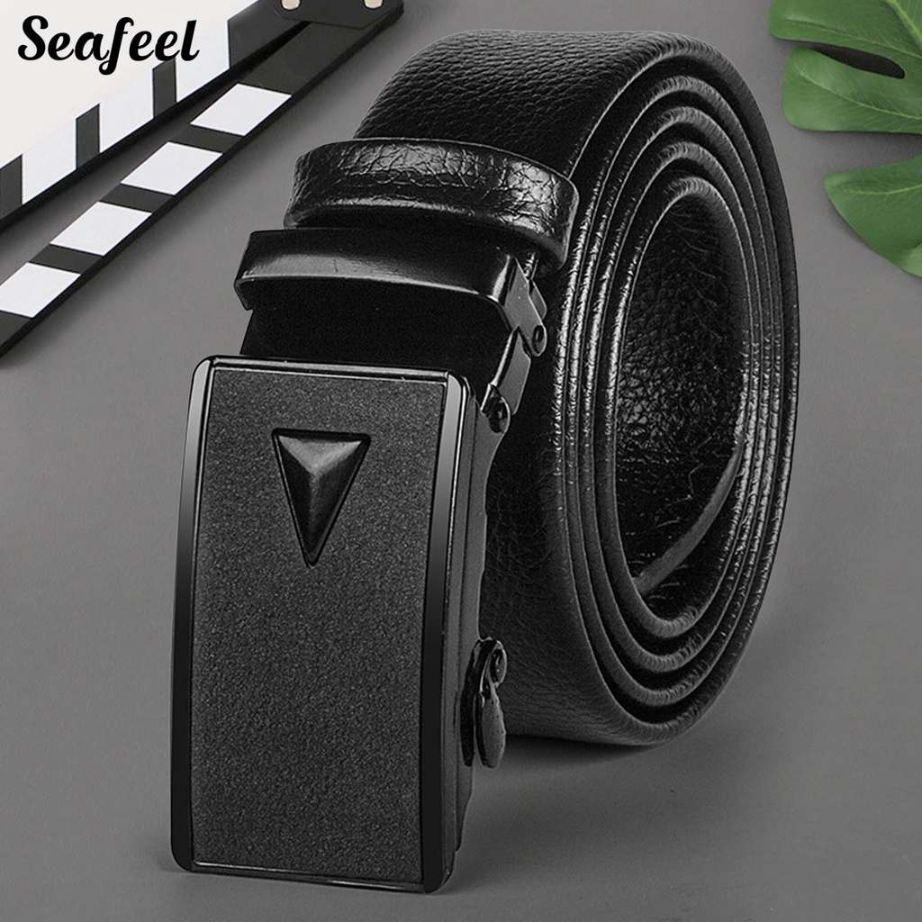 Thắt Lưng Da Màu Trơn Chống Trầy Xước Có Khóa Tự Động Điều Chỉnh Được Cho Nam