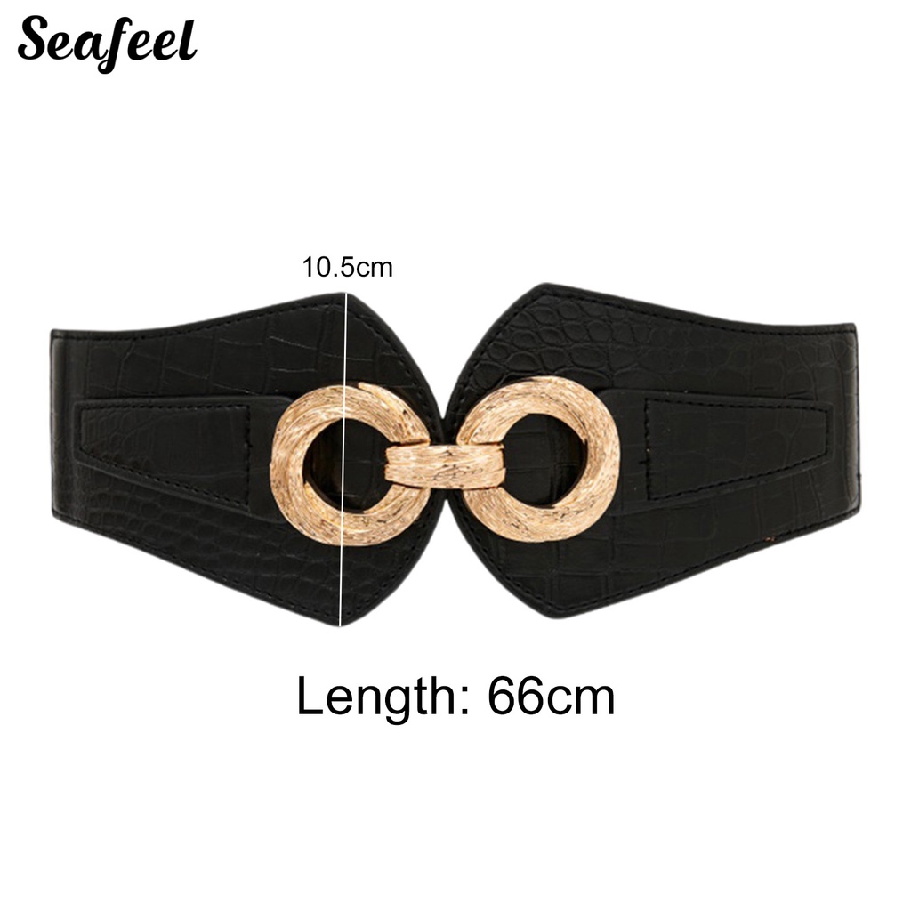 Thắt Lưng Da Bản Rộng Co Giãn Phối Màu Tương Phản Siêu Bền Thời Trang Cho Nữ