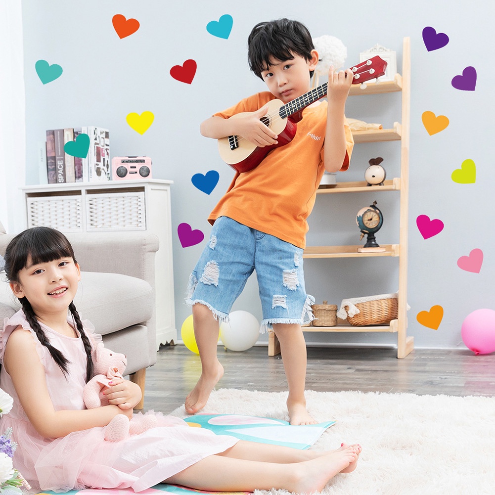 (Bất Ngờ) 3 Tờ Sticker Dán Tường Trang Trí Hình Trái Tim Có Thể Tháo Rời DIY