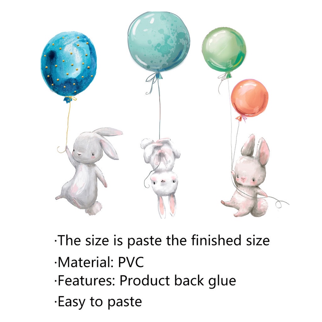 Miếng Dán Tường Hình Thỏ Hoạt Hình Nhiều Màu Sắc Có Thể Tháo Gỡ Và Tháo Gỡ Được