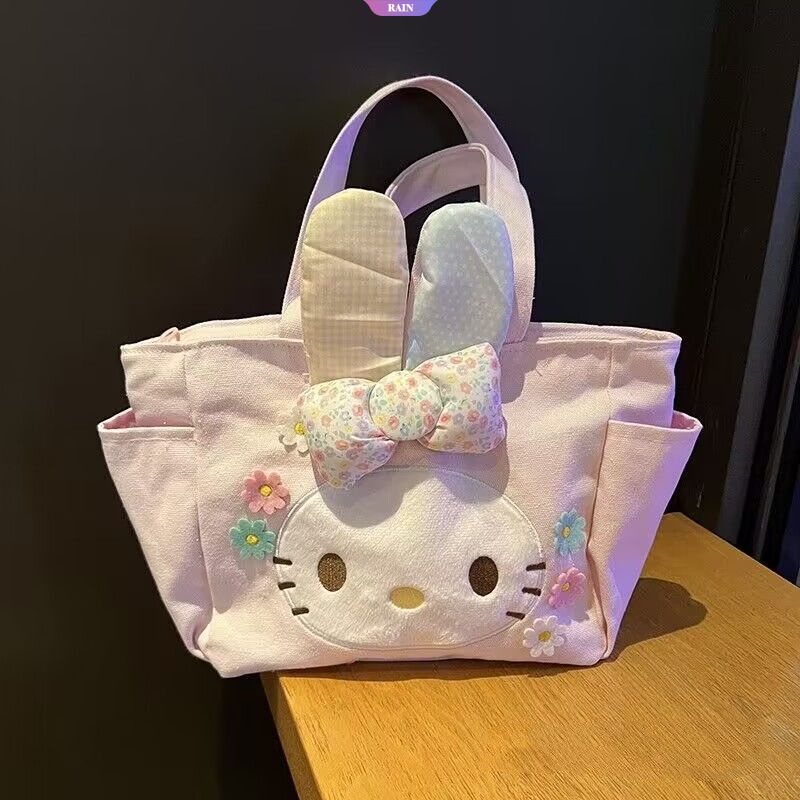 Sanrio Túi vải Sức Chứa Lớn Họa Tiết My Melody Dễ Thương Có Khóa Kéo Cho Nữ
