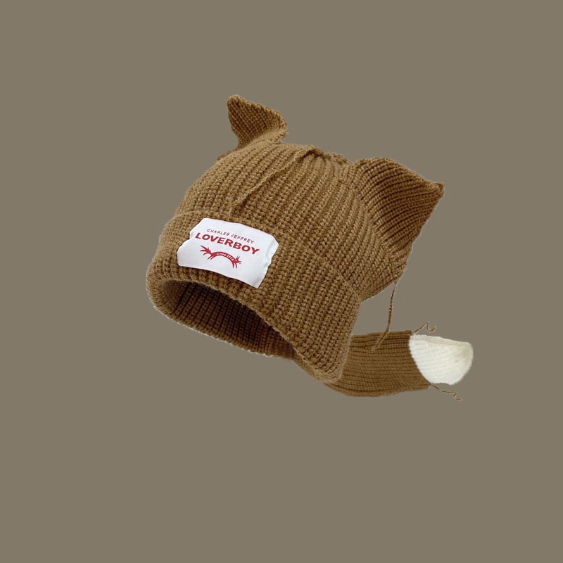 Mũ Len Hai Lớp Thiết Kế Tai Mèo / Heo Dễ Thương Phong Cách Hip hop Thời Trang