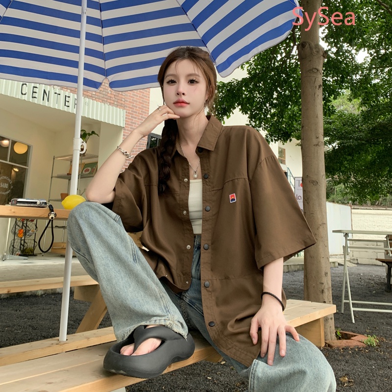 Áo Sơ Mi Tay Lỡ Dáng Rộng Kiểu Retro Mỹ Xinh Xắn Cho Nữ