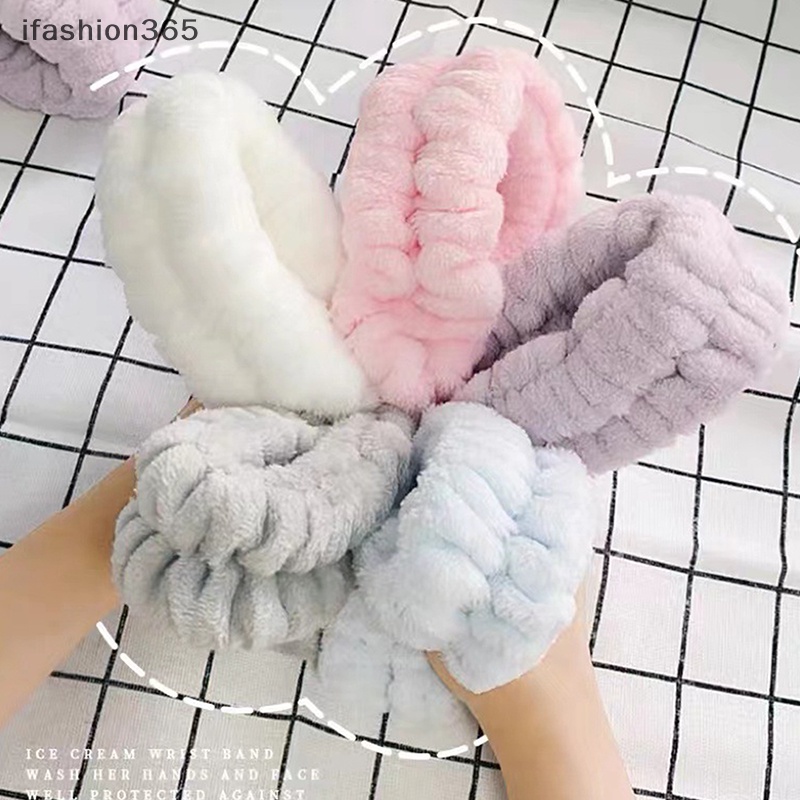 Set 2 Cặp Băng Đeo Cổ Tay Thấm Hút Mồ Hôi Khi Rửa Mặt / Lau Nước ifashion365