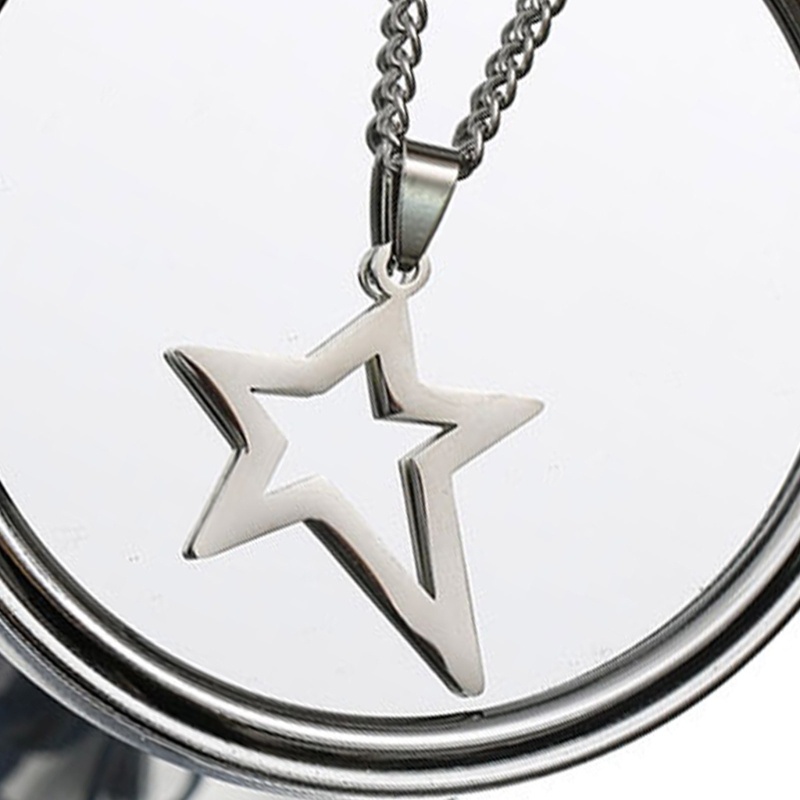 Vòng cổ Hình Ngôi Sao Năm Cánh Bằng Thép Không Gỉ Phong Cách Hip hop Hàn Quốc