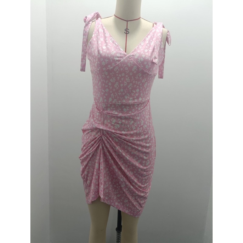 Đầm Hai Dây Cổ Chữ V Hở Lưng In Hoa Gợi Cảm Cho Nữ