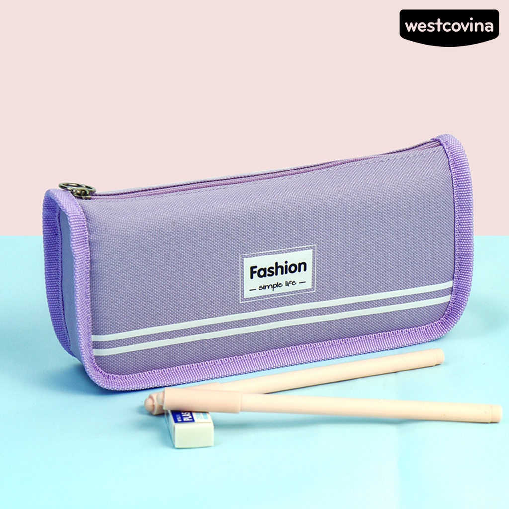 [WSTN]✎Túi Đựng Bút Bằng Vải Canvas Chống Nước Có Khóa Kéo Tiết Kiệm Không Gian