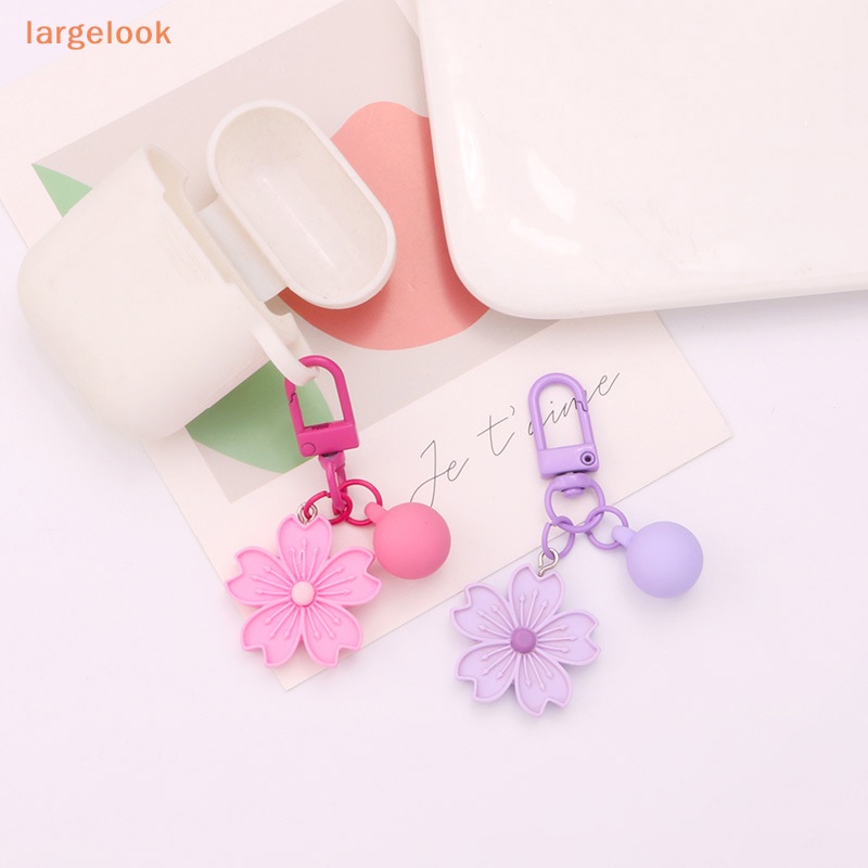 [Lớnlook] Móc Khóa Trang Trí Túi Đựng Tai Nghe / Túi Xách Hình Quả Cầu Sơn Màu Hoa Anh Đào Nhiều Màu Dễ