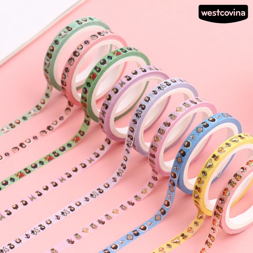 [WSTN]✎Bộ 2 Cuộn Băng Keo Giấy Washi Tự Dính Họa Tiết Demon Slayer Trang Trí Sổ Tay