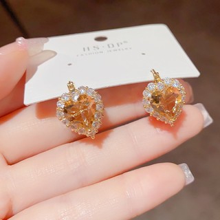 Khuyên tai đính đá zircon hình trái tim độc đáo chất lượng cao