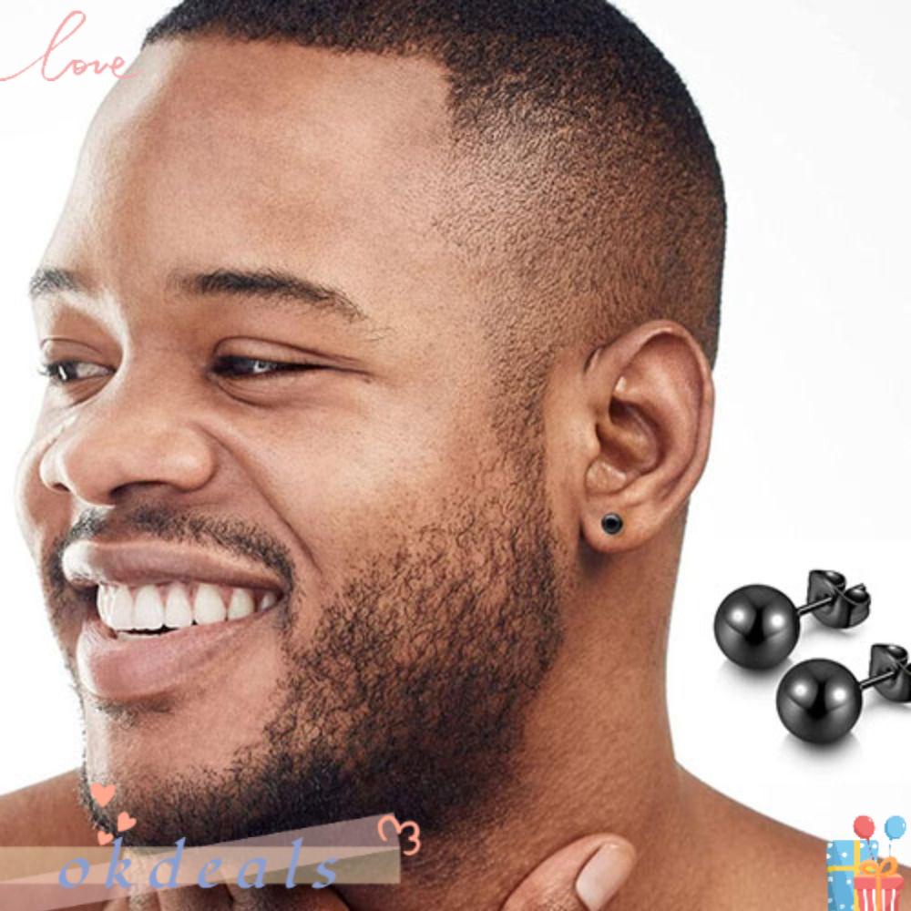 OKDEALS Khuyên Tai Hình Quả Bóng Bằng Thép Hàng Mới