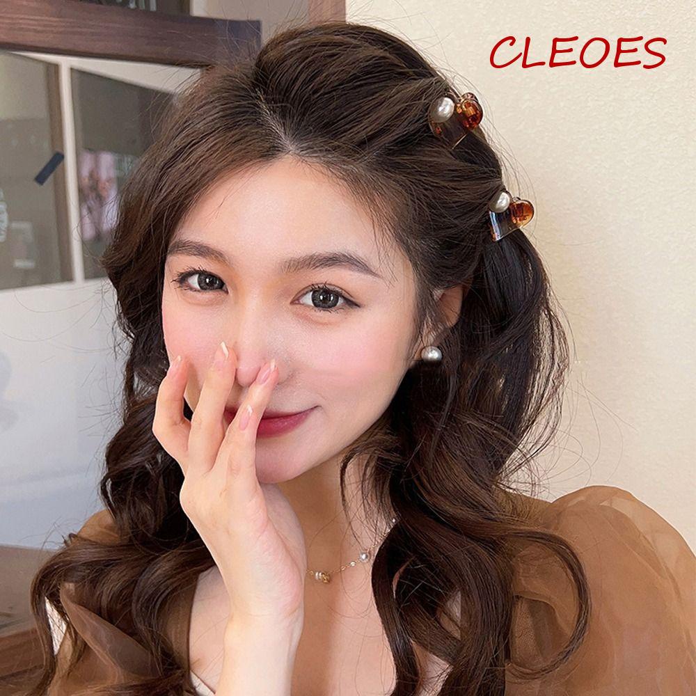 CLEOES Kẹp Tóc Đuôi Ngựa Bằng Nhựa Hình Trái Tim Dễ Thương Phong Cách Hàn Quốc