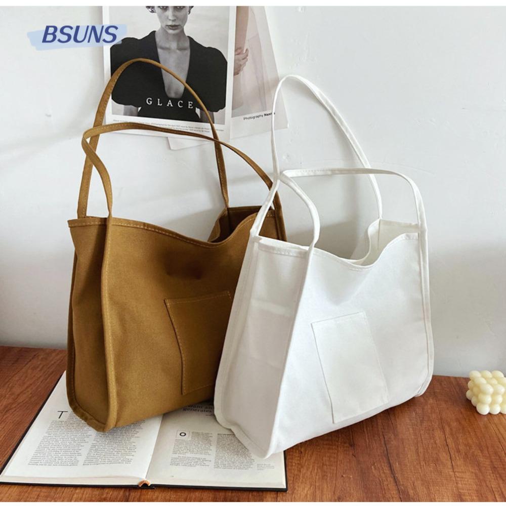 BSUNS Túi Xách Vải Canvas Hai Mặt Màu Trơn Sức Chứa Lớn Mẫu Mới Dành Cho Nữ