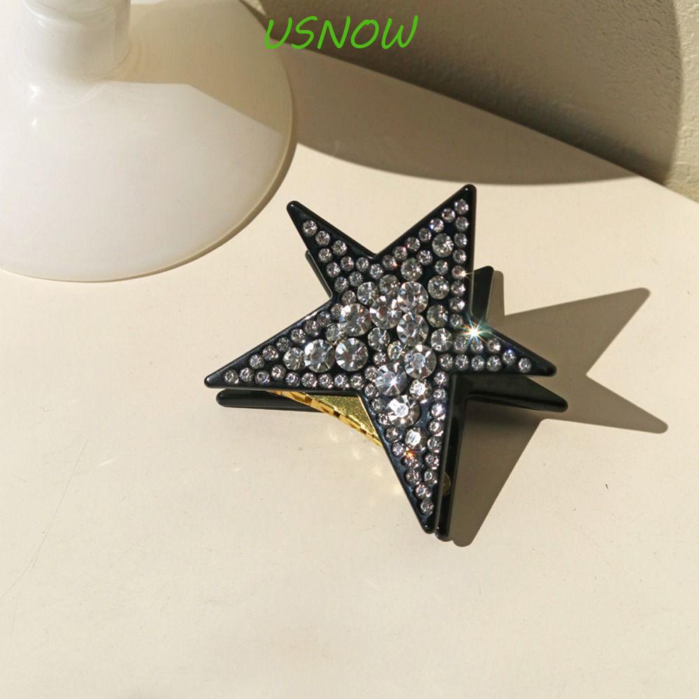 USNOW Kẹp Tóc Đuôi Ngựa Hình Cá Mập Đính Đá Phong Cách Hàn Quốc Cổ Điển Thời Trang Cho Nữ