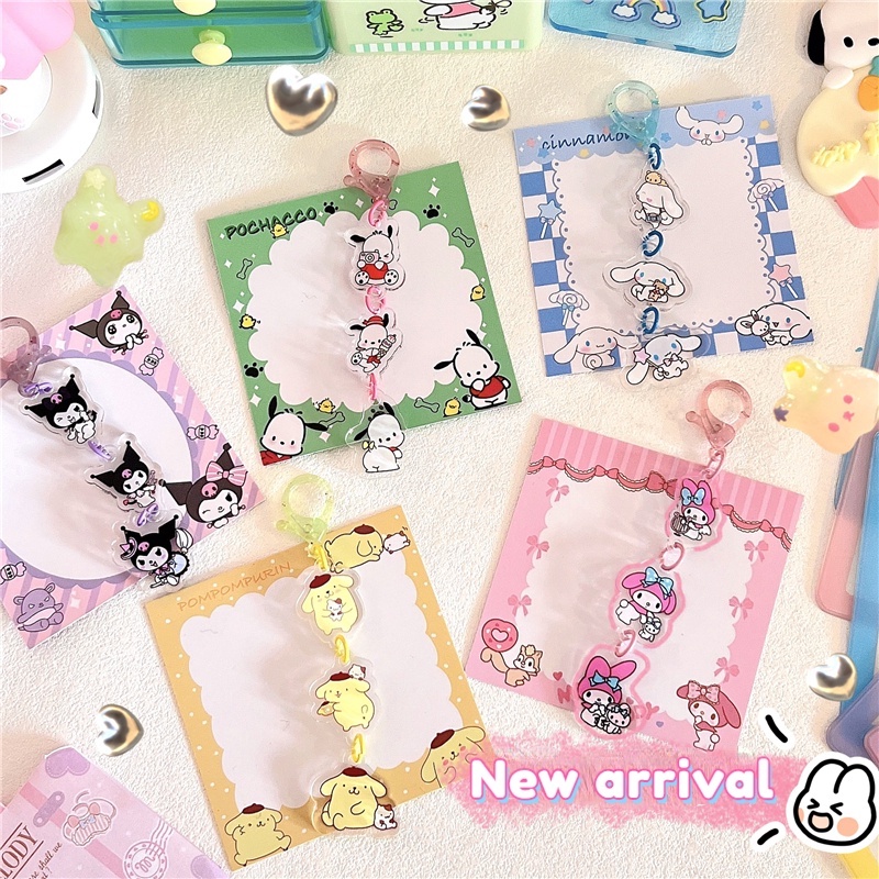 SANRIO Dây Treo Chìa Khóa 3 Trong 1 Bằng Acrylic Hình Hello Kitty Dễ Thương