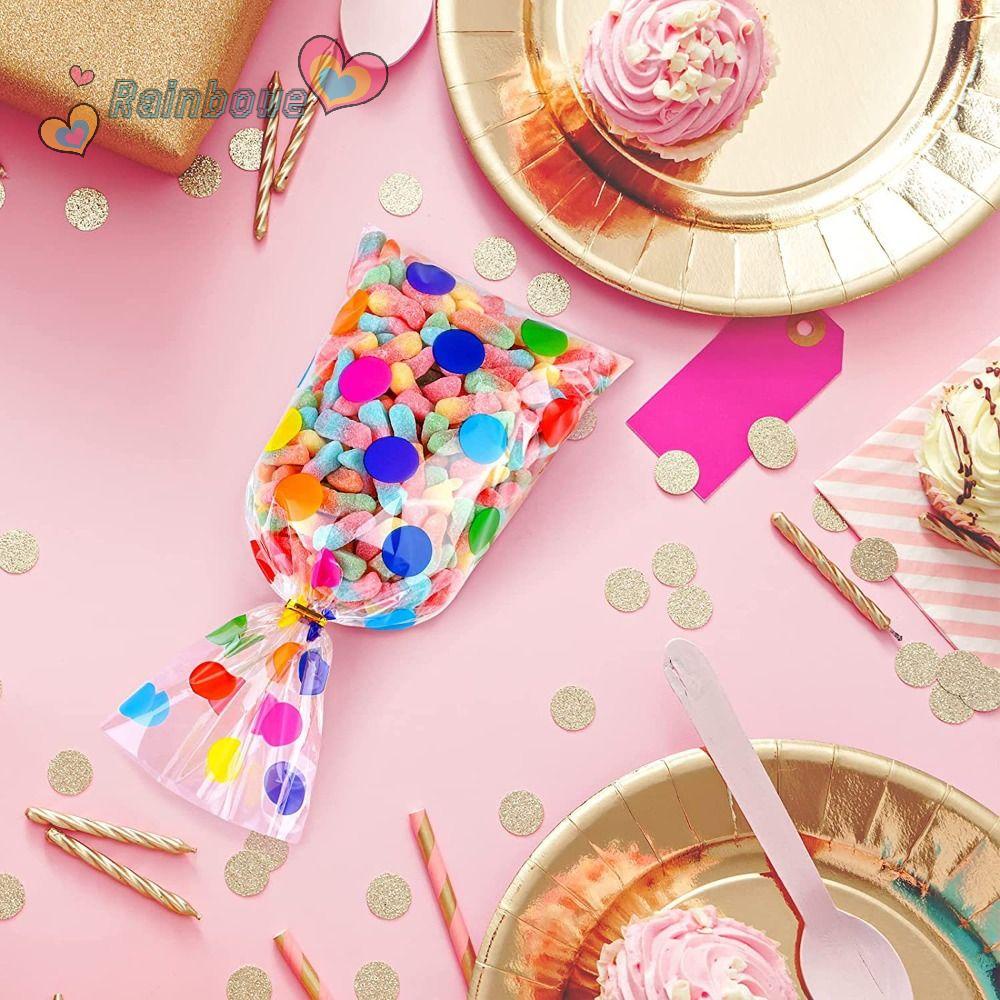 RAINBOW Set 100 Túi Đựng Quà Hình Chữ Nhật Họa Tiết Cầu Vồng 10.83X4.92 inch