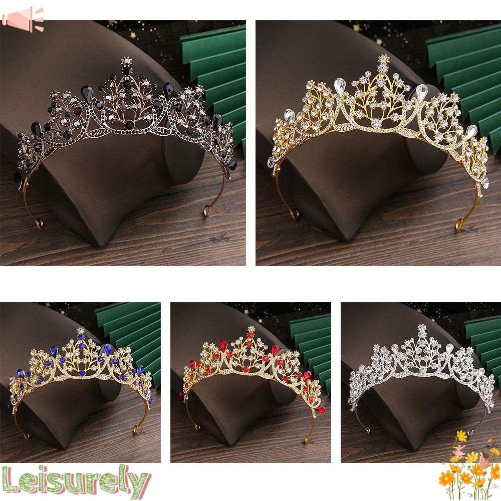 LEILY Vương Miện Cài Tóc Đính Pha Lê Lấp Lánh Cho Cô Dâu