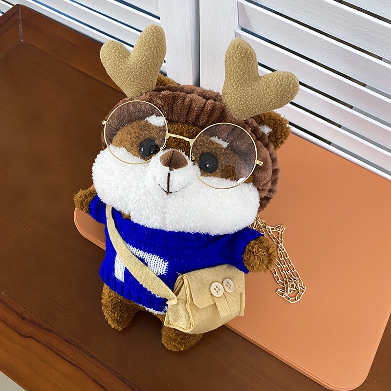 Túi Đeo Chéo Hình Thú Nhồi Bông Nhỏ Dễ Thương Phong Cách Hàn Quốc