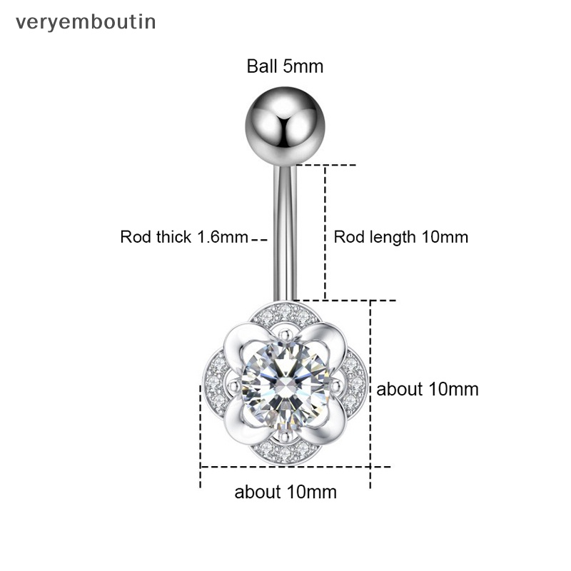 Khuyên Rốn Bằng Thép Titan Đính Đá Zircon Hình Hoa Quyến Rũ Thời Trang Cho Nữ