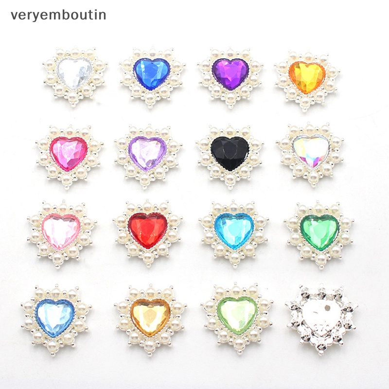 Nút Ngọc Trai Hình Trái Tim Bằng Hợp Kim Dùng Trang Trí Quần Áo DIY