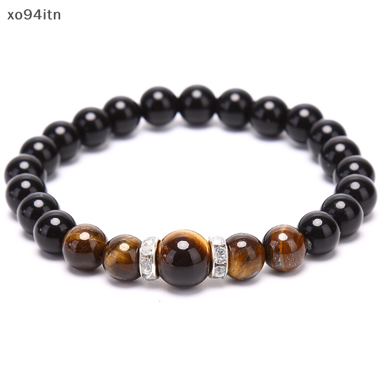 Vòng Tay Chuỗi Hạt Đá Mắt Hổ Đen Tự Nhiên Thời Trang Cho Nam
