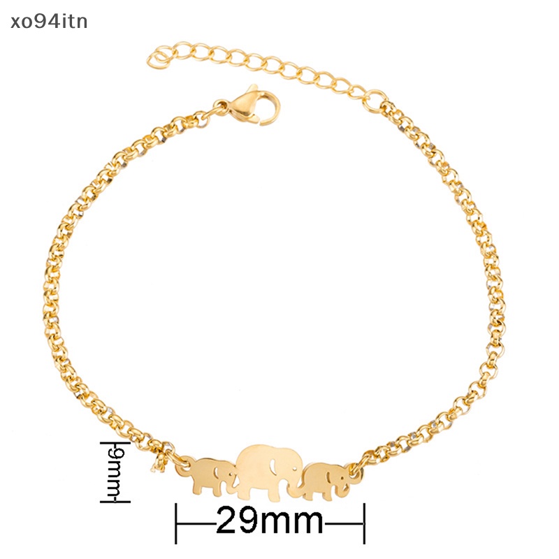 Vòng Đeo Tay Dạng Chuỗi Xích Bằng Thép Không Gỉ Mặt Hình Voi Cho Nữ