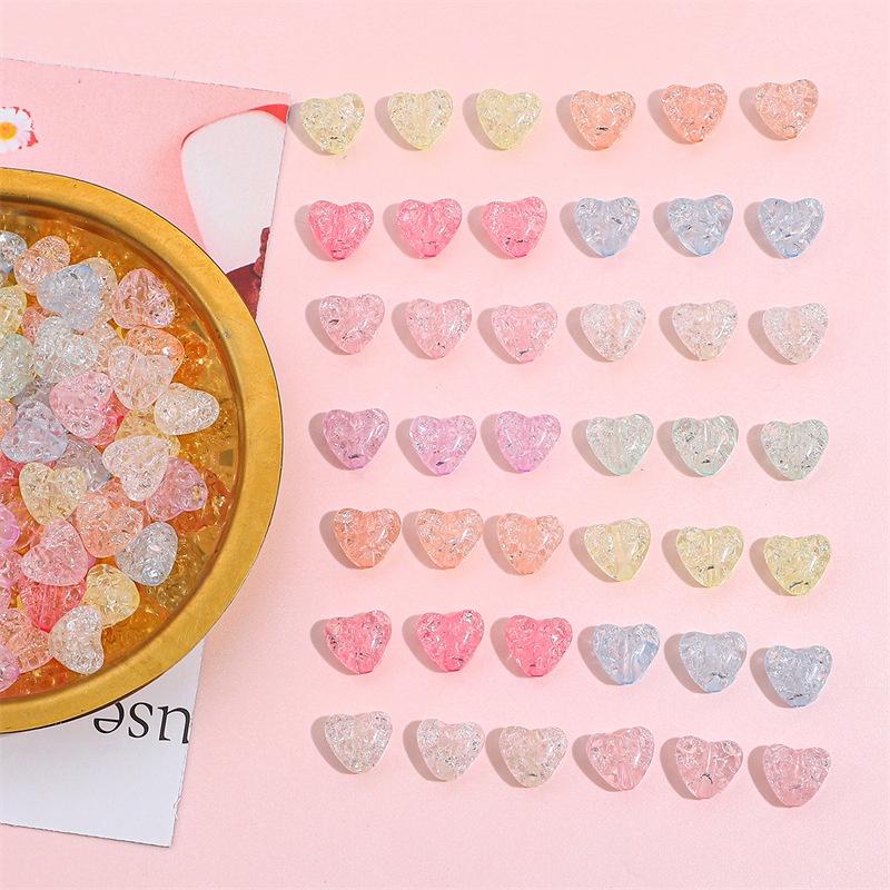 Túi 70 Hạt Xâu Chuỗi Làm Trang Sức Hình Trái Tim 10X9Mm