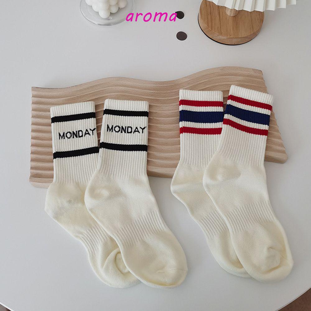 AROMA Đôi Vớ Thoáng Khí Họa Tiết Kẻ Sọc Và Chữ Cá Tính