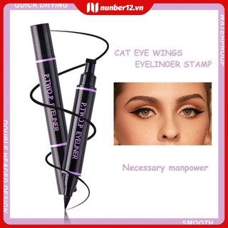 P.tw Op Eyeliner Pencil Liquid Eyeliner Waterproof Cat Eyeliner Set Stamp Eyes Makeup Smudge Proof Sharp Eyeliner Pen 2pcs Female Summer Beauty Makeup
