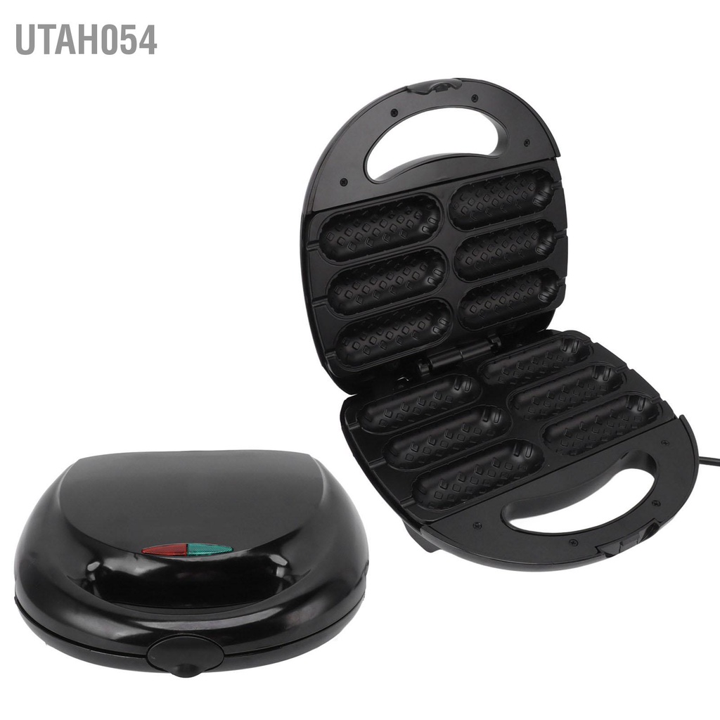Utah054 HTM1 Máy Làm Bánh Waffle Bắp Chó Nóng Hai Mặt Xúc Xích Chân Vịt Chống Dính Phích Cắm Châu Âu 220V 750W