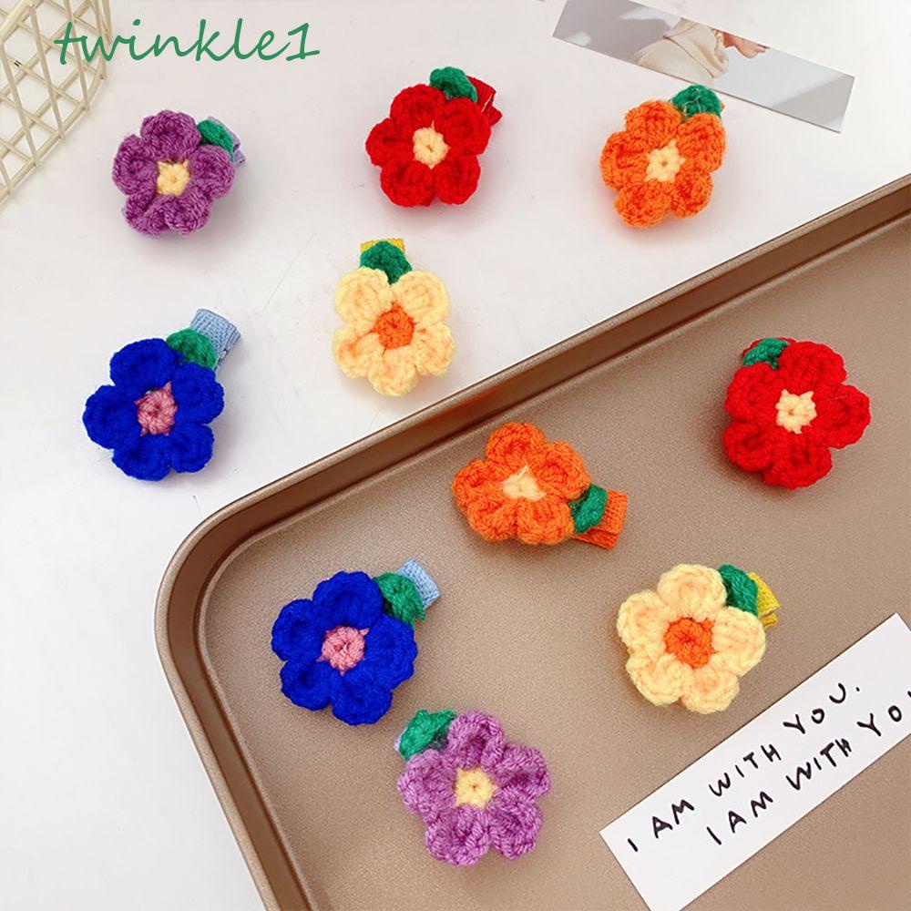 TWINKLE Kẹp Tóc Mỏ Vịt Bằng Len Đính Hoa Đơn Giản Ngọt Ngào Cho Nữ