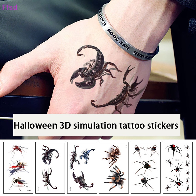 Hình Xăm Dán Họa Tiết Nhện Tatoo Scorpion 3D Phong Cách Halloween Độc Đáo
