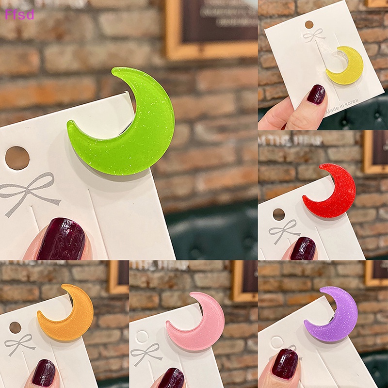 Kẹp Tóc Hình Mặt Trăng Bằng Acrylic Màu Sắc Ngọt Ngào Cho Bé Gái