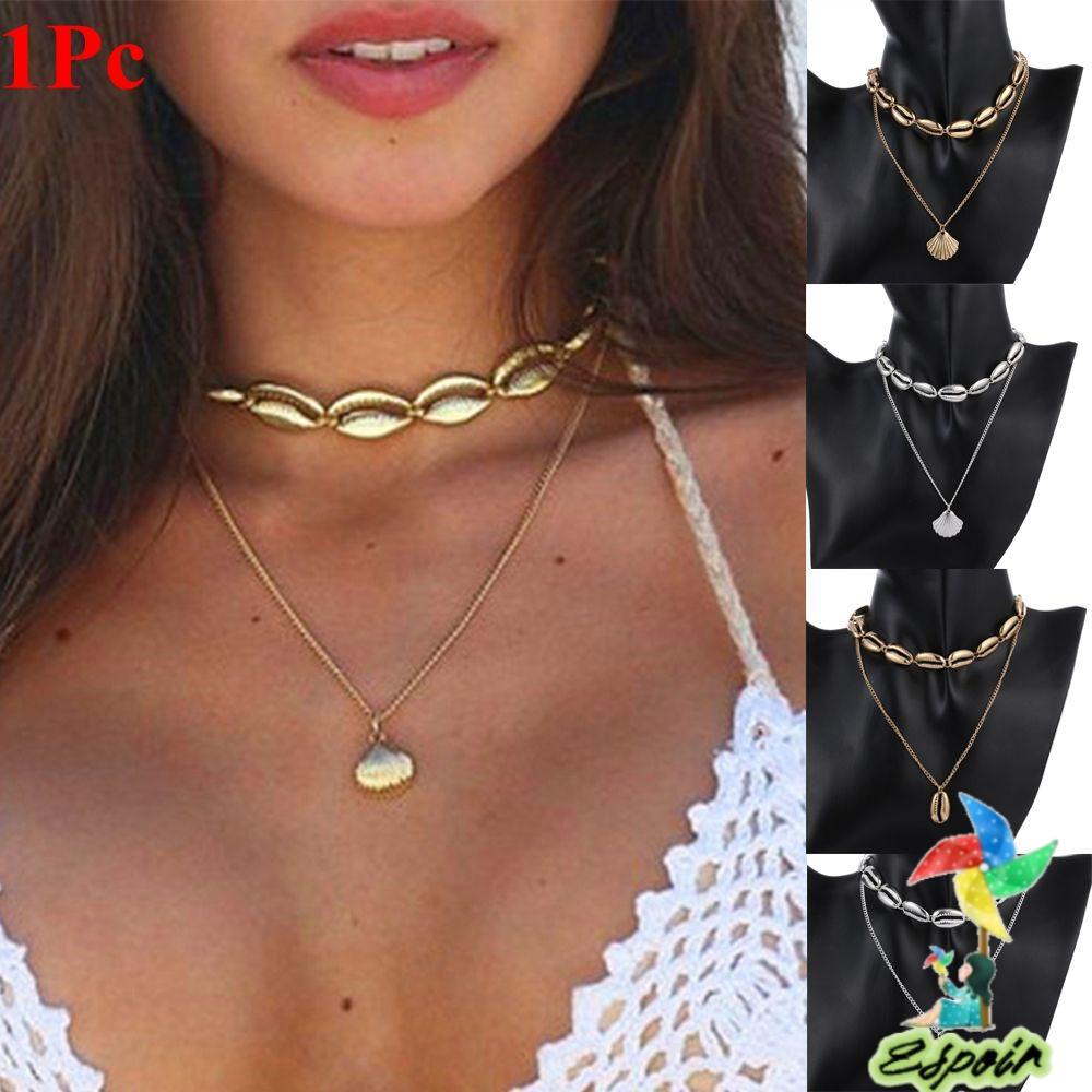 ESPO Vòng cổ Nhiều Lớp Đính Vỏ Sò Thời Trang Mùa Hè