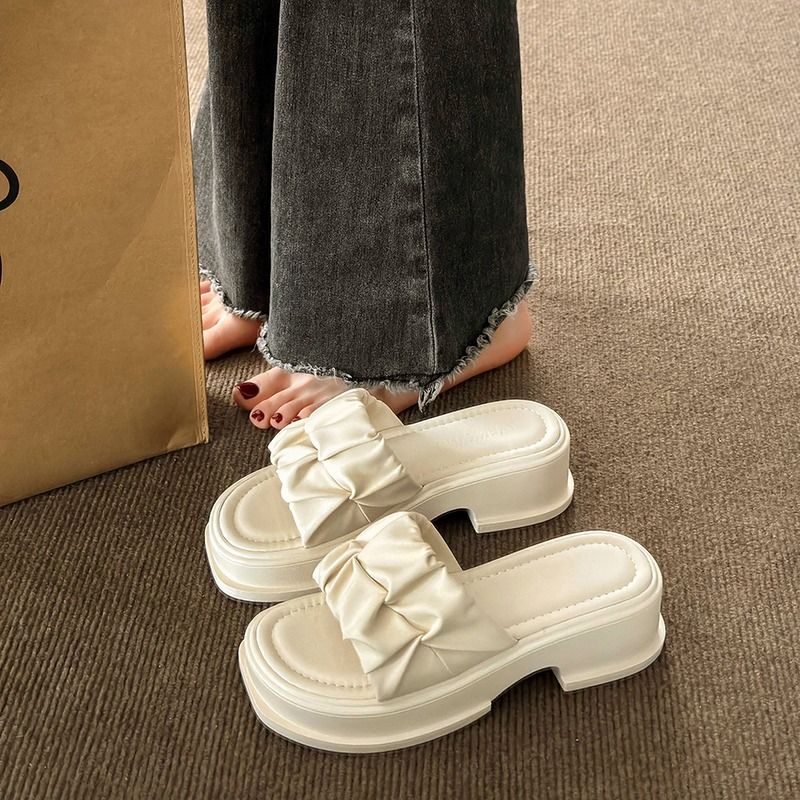 KaBaiQi Dép bánh mì guốc dép sandal nữ Màu Sắc Đơn Giản Thoải Mái Cao Gót Chống Trơn Trượt dép đế xuồng 32ZHDLX072710