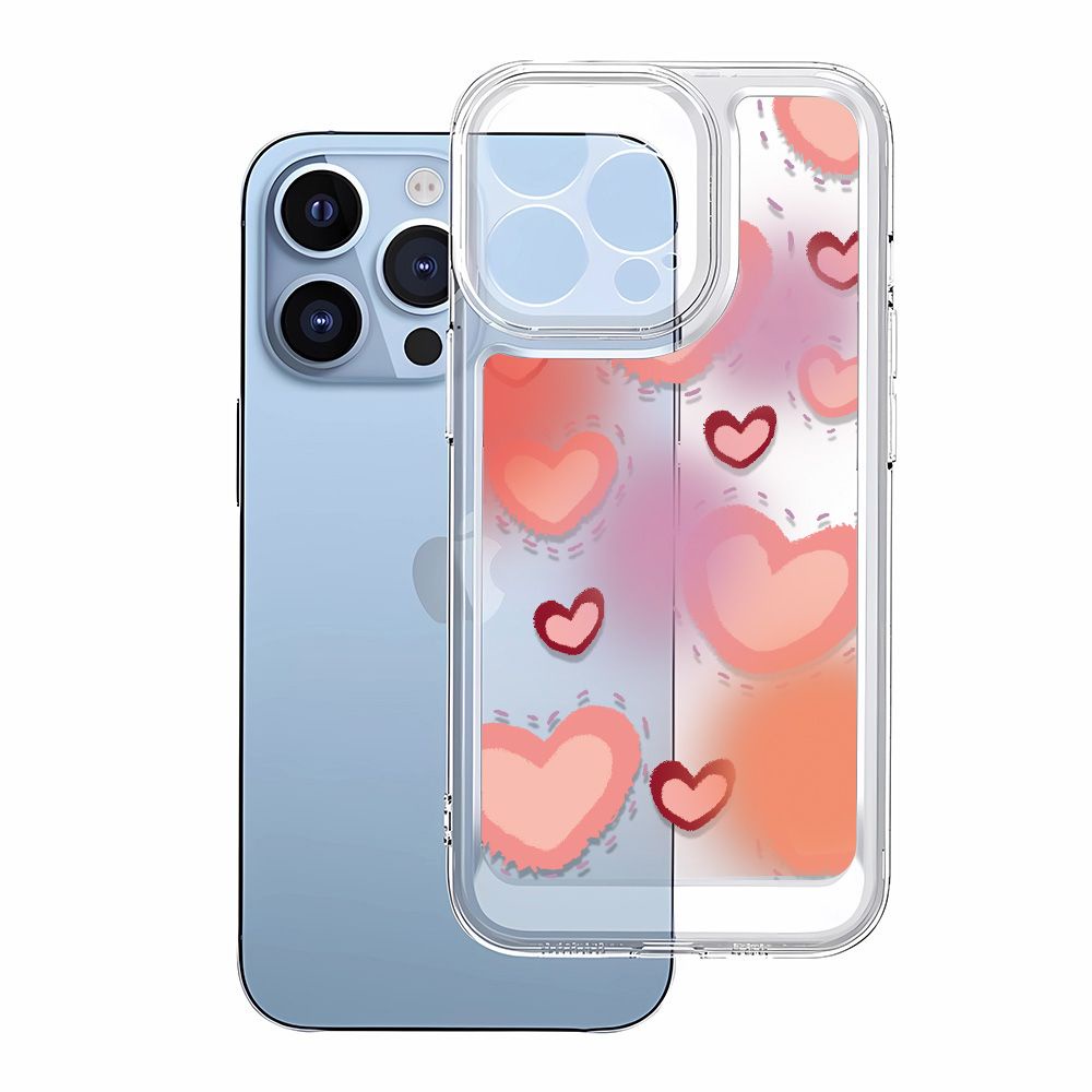 Ốp Điện Thoại Mềm Họa Tiết Trái Tim Màu Hồng Bảo Vệ Toàn Diện Cho Iphone 13 127 14Pro 11 MCW8
