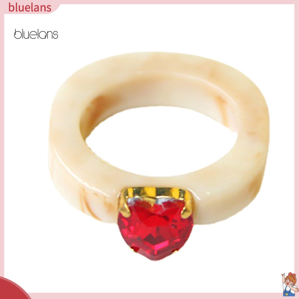 Nhẫn Đính Đá Hình Trái Tim Màu Sắc Ngọt Ngào Thời Trang Cho Nữ