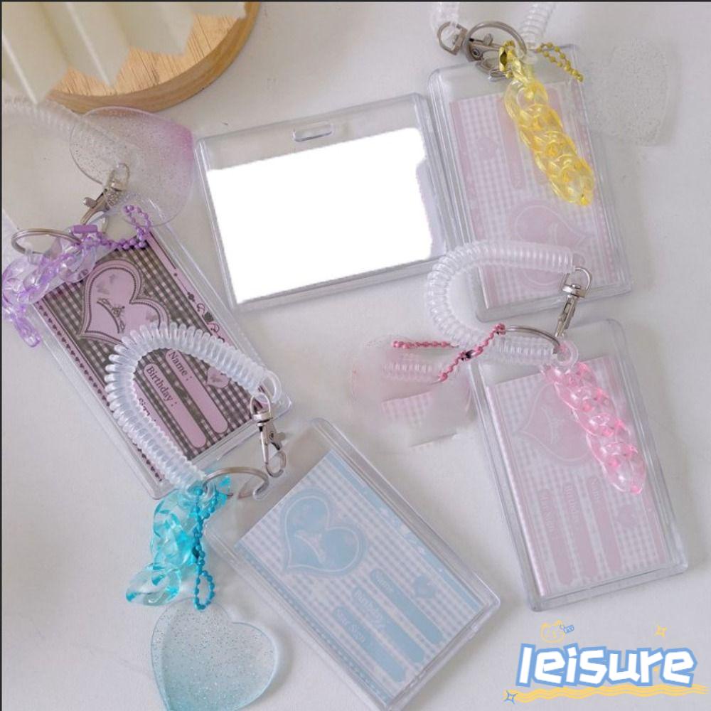 LEISURE Set 2 Bao Đựng Thẻ ID 3 Inch Bằng Nhựa Acrylic Trong Suốt Cho Học Sinh
