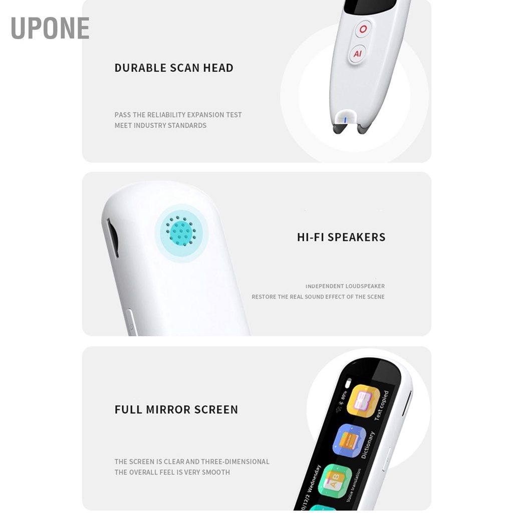 Bút dịch Hỗ trợ BT WiFi 1GB 8GB 134 Bản giọng nói trực tuyến đọc quét với màn hình 3 inch HD UPONE